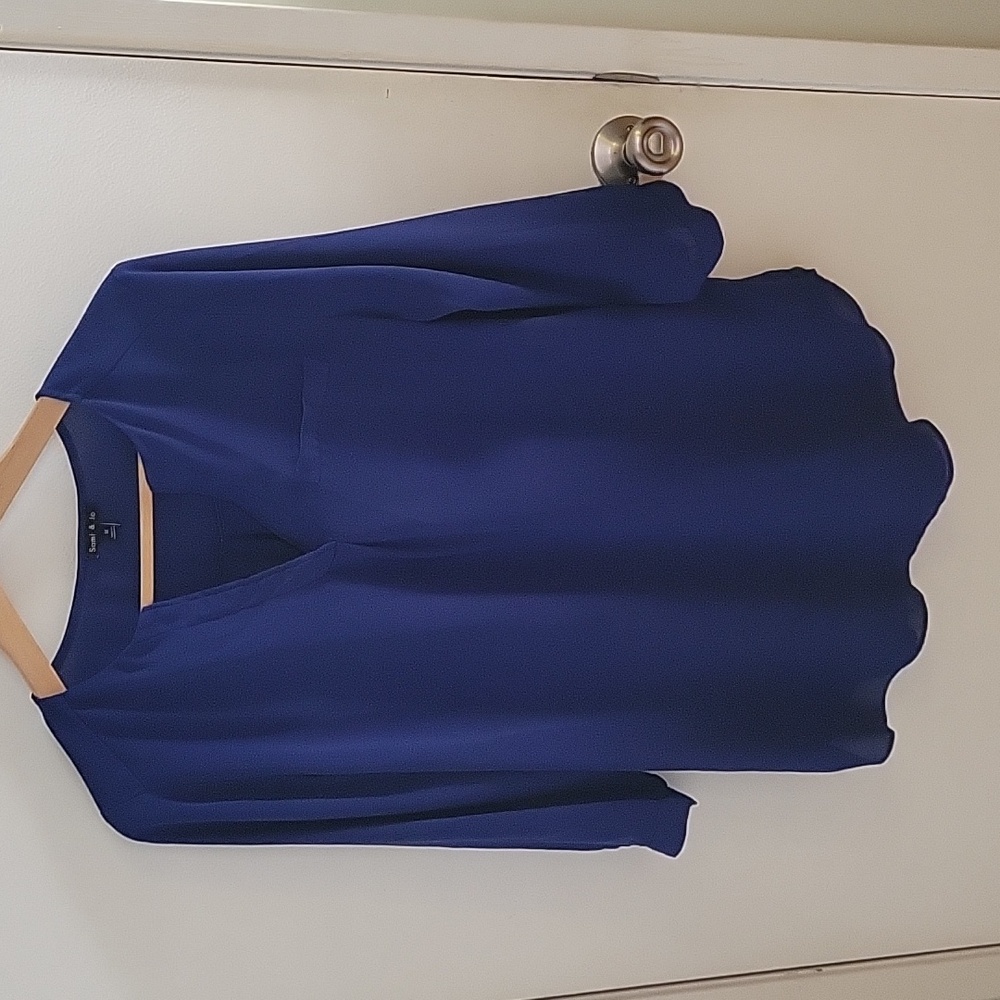 Womens Sami &Jo Colbalt Blue Sheer Blouse, Sz M